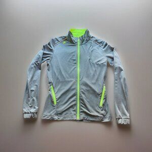 Kappa Cross Train Track Jacket Long Sleeve Women XS Logo Grey Lime Green Zipper